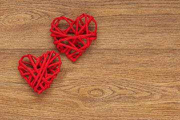 paper  hearts on wooden background