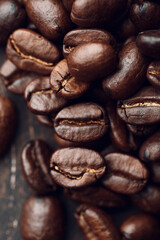 Food background made of roasted coffee beans