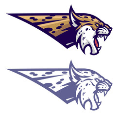 Naklejka premium Bobcat head vector emblem colored and monochrome.