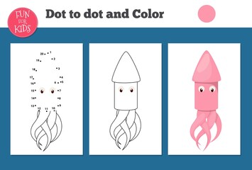 Dot to dot game for kids home schooling. Coloring page for children education.