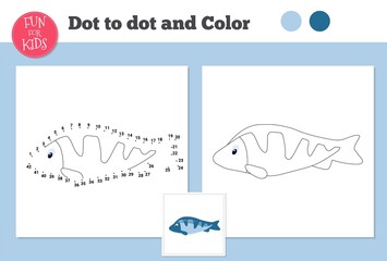 Dot to dot game for kids home schooling. Coloring page for children education.