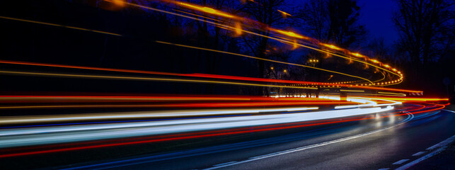 lights of cars with night. long exposure