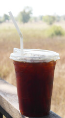 Iced americano coffee with ice