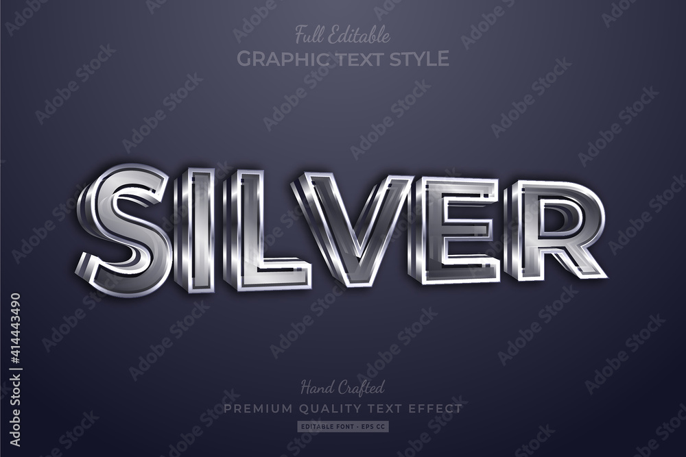 Poster silver 3d editable text effect font style