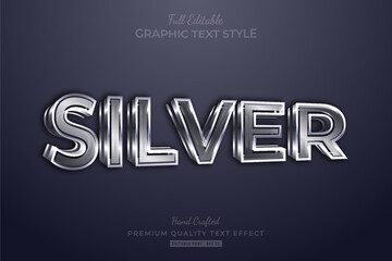 Silver 3D Editable Text Effect Font Style
