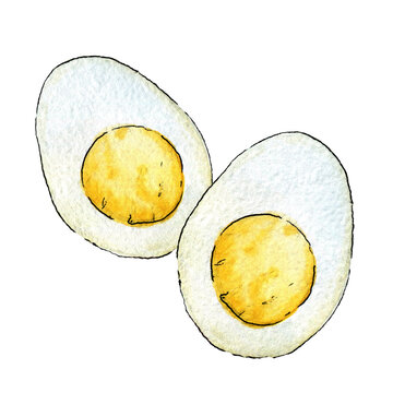 Two halves of hard boiles egg clipart