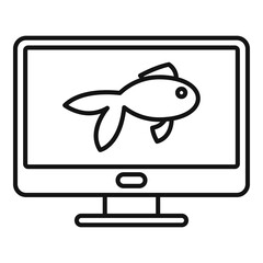 Fish monitor icon. Outline fish monitor vector icon for web design isolated on white background