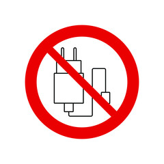 no mobile phone charging icon vector. Prohibited charging 