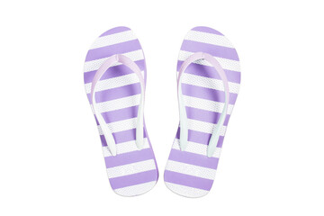 Purple flip flop sandals beach shoes isolated on white.