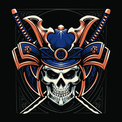 samurai head warrior vector illustration