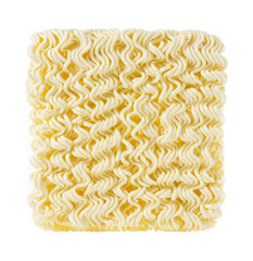 Dry instant noodles isolated on white.