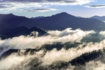 mountains and clouds