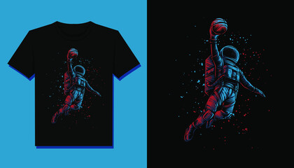 basketball astronaut t shirt vector illustration