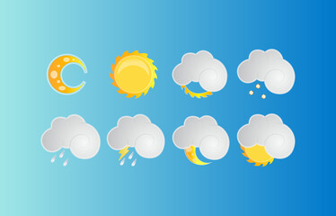 Modern weather icons set. collection of weather forecast sign symbols