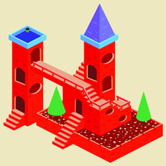 Vintage castle ready-made illustrations for illustrations and animations