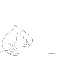 Cats animal line drawing, vector illustration