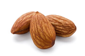 Almonds seed isolated on white.