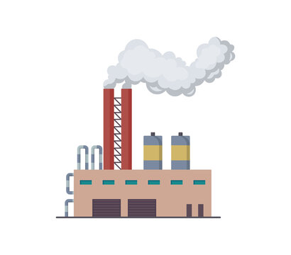 recommend clip art: Factori or power plant flat design of illustration. Manufactory industrial building refinery factory or Nuclear Power Station. Building big of plant or factory with pipe smoke