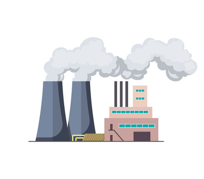 factory with smoke flat design clip art preview
