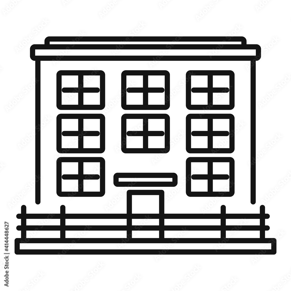 Poster prison building icon. outline prison building vector icon for web design isolated on white backgroun