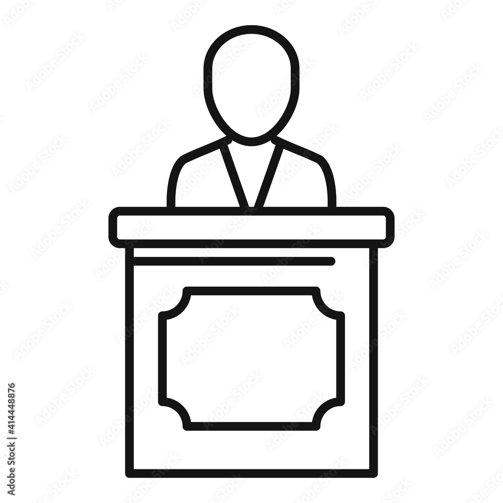 Poster prosecutor tribune icon. outline prosecutor tribune vector icon for web design isolated on white bac