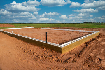 An energy efficient insulated concrete foundation work in progress.