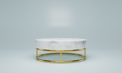 White marble podium. scene for new product, Minimal design, 3D rendering