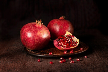 Pomegranates on a plate