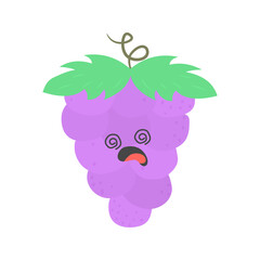 grape fruit flat design emoji vector illustration isolated on white background
