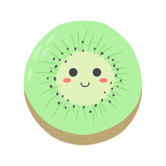 Fototapeta premium kiwi fruit flat design emoji vector illustration isolated on white background