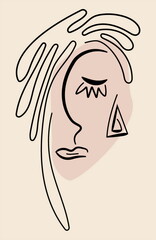 woman vector surreal face line art