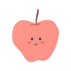 apple fruit flat design emoji vector illustration isolated on white background