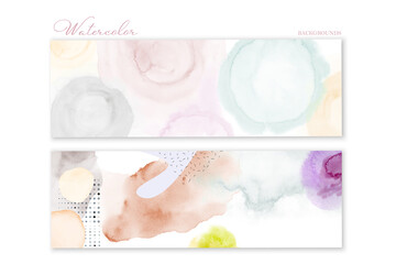 Set of bright watercolor hand-painted backgrounds