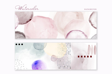 Set of colorful watercolor hand-painted backgrounds