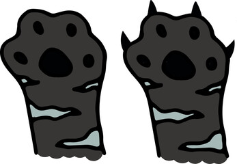 Cute color cats paws. Hand draw. Digital