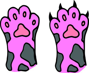 Obraz premium Cute color cats paws. Hand draw. Digital
