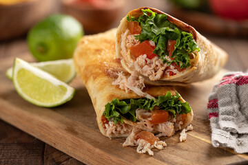 Chicken Burritos With Lettuce and Tomato
