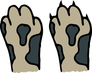 Cute color cats paws. Hand draw. Digital