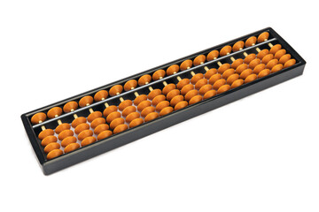 Soroban. Abacus. Mental arithmetic. Traditional Eastern mathematical calculator. Isolated. White...