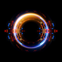 Vivid abstract background. Beautiful design of rotation frame.  .Mystical portal. Bright sphere lens. Rotating lines. Glow ring. .Magic neon ball. Led blurred swirl. Spiral glint lines. HUD