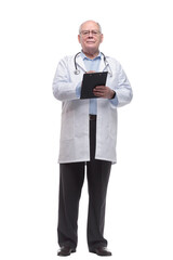 in full growth. senior therapist with a clipboard