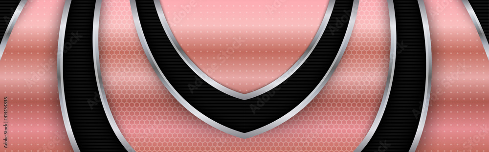 Poster abstract geometric background template design use combination pink, grey, and black gradient colors.