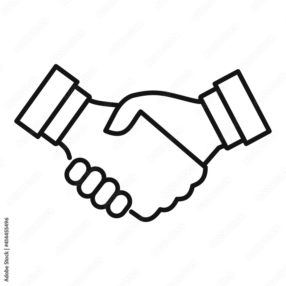 Poster notary handshake icon. outline notary handshake vector icon for web design isolated on white backgro