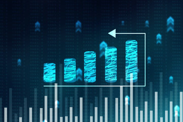 2d rendering Stock market online business concept. business Graph 