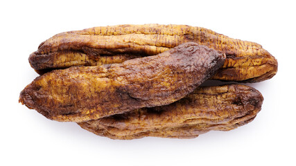 Dried bananas isolated on white background.