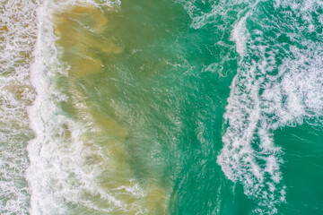 Fototapeta na wymiar Aerial view sea beach turquoise seas water azure beach nature summer vacation