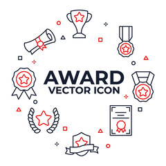 Set of Award icon. Award medal pictograms pack symbol template for graphic and web design collection logo vector illustration