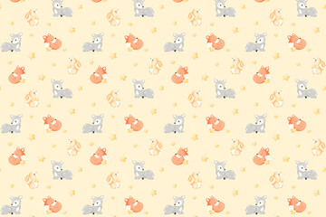 design for baby newborn blanket milestone, stars and cute little animals, baby animals, deer hare rabbit fox