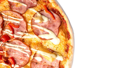 pizza with salami isolated on the white background