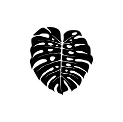monstera leaf icon silhouette, vector isolated on white